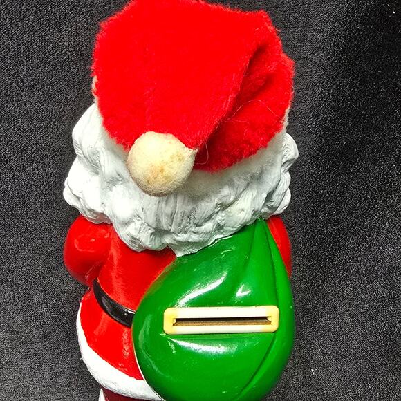 Vintage Smoking Pipe Santa Claus Carrying Toys Plastic Coin Bank Collectible - Picture 4 of 11